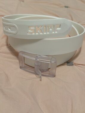 Design Francais White Embossed Logo Belt